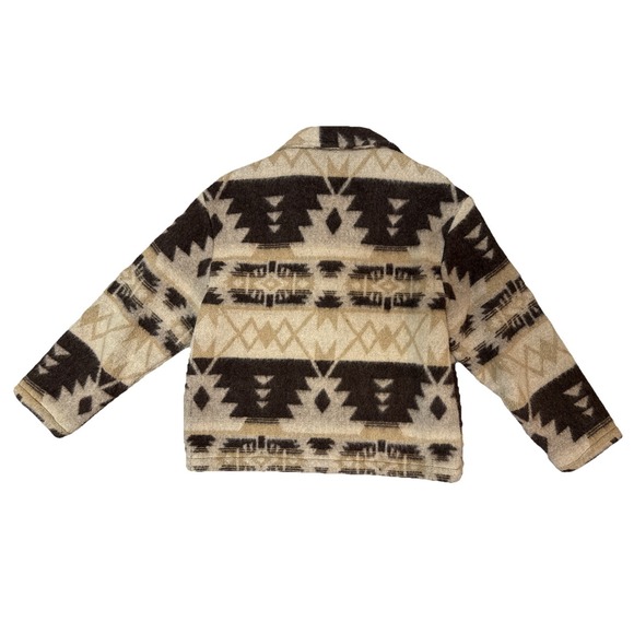 VTG Y2K Wool Tan Aztec Southwestern Concho Buttons Jacket Cropped Blazer Sz S - Picture 6 of 8